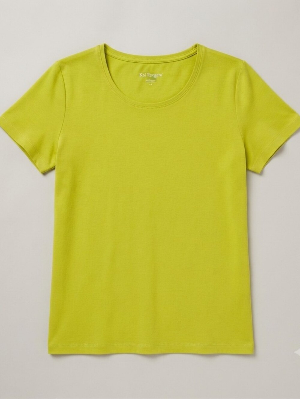 Kim Rogers Women's Lime Green Short Sleeve Scoop Neck T-Shirt Size Medium M